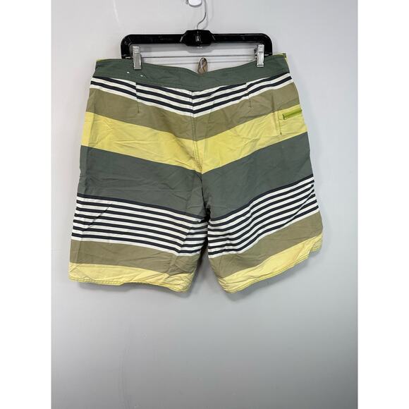 Patagonia Men's Board Shorts Nylon Striped Yellow Green Size 38 - Picture 9 of 9